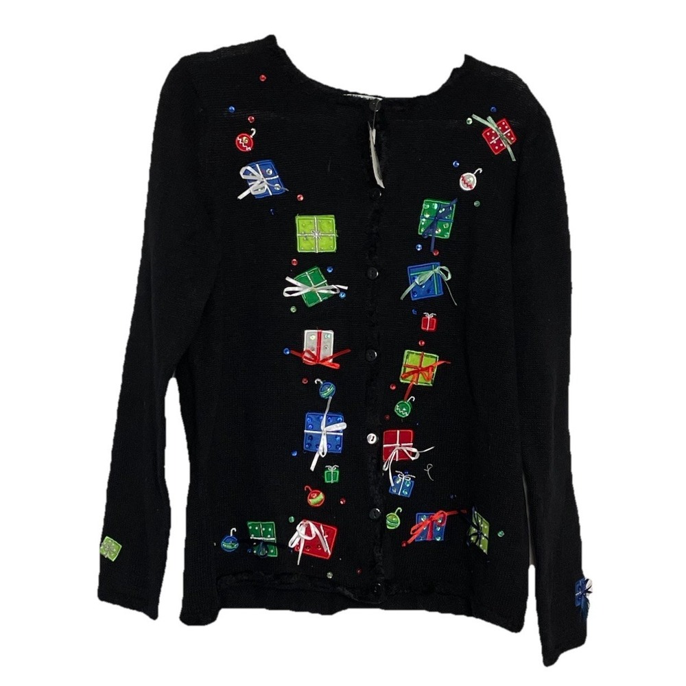 Vintage Tiara International Wm Size XL Christmas Collection Sweater Cardigan NWT